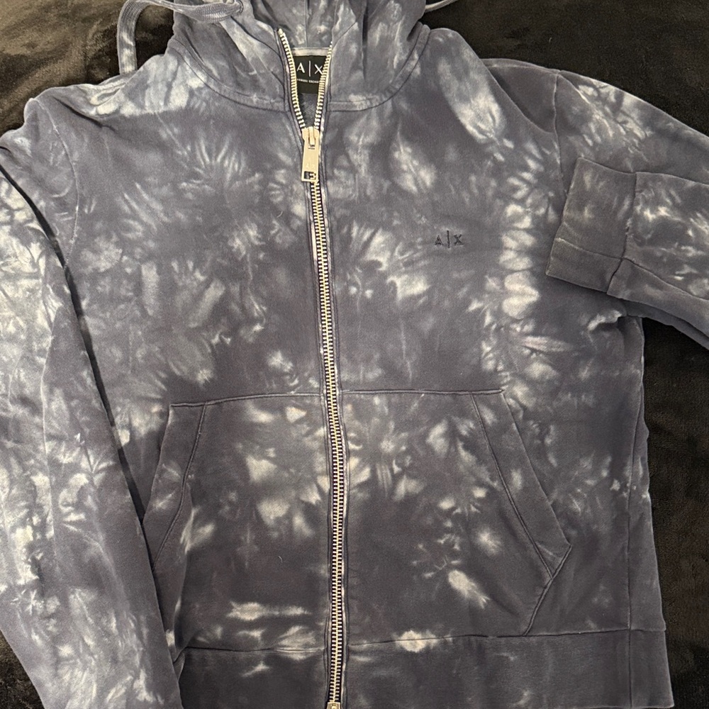 Armani Exchange Blue Tie-Dye Hoodie